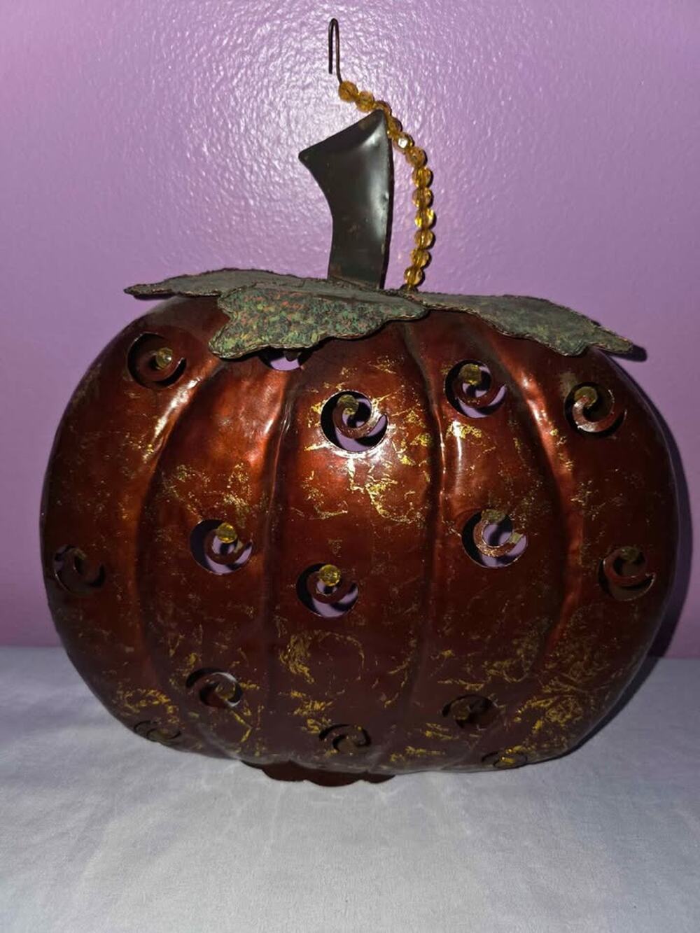 Metal Pumpkin Votive Candle Holder